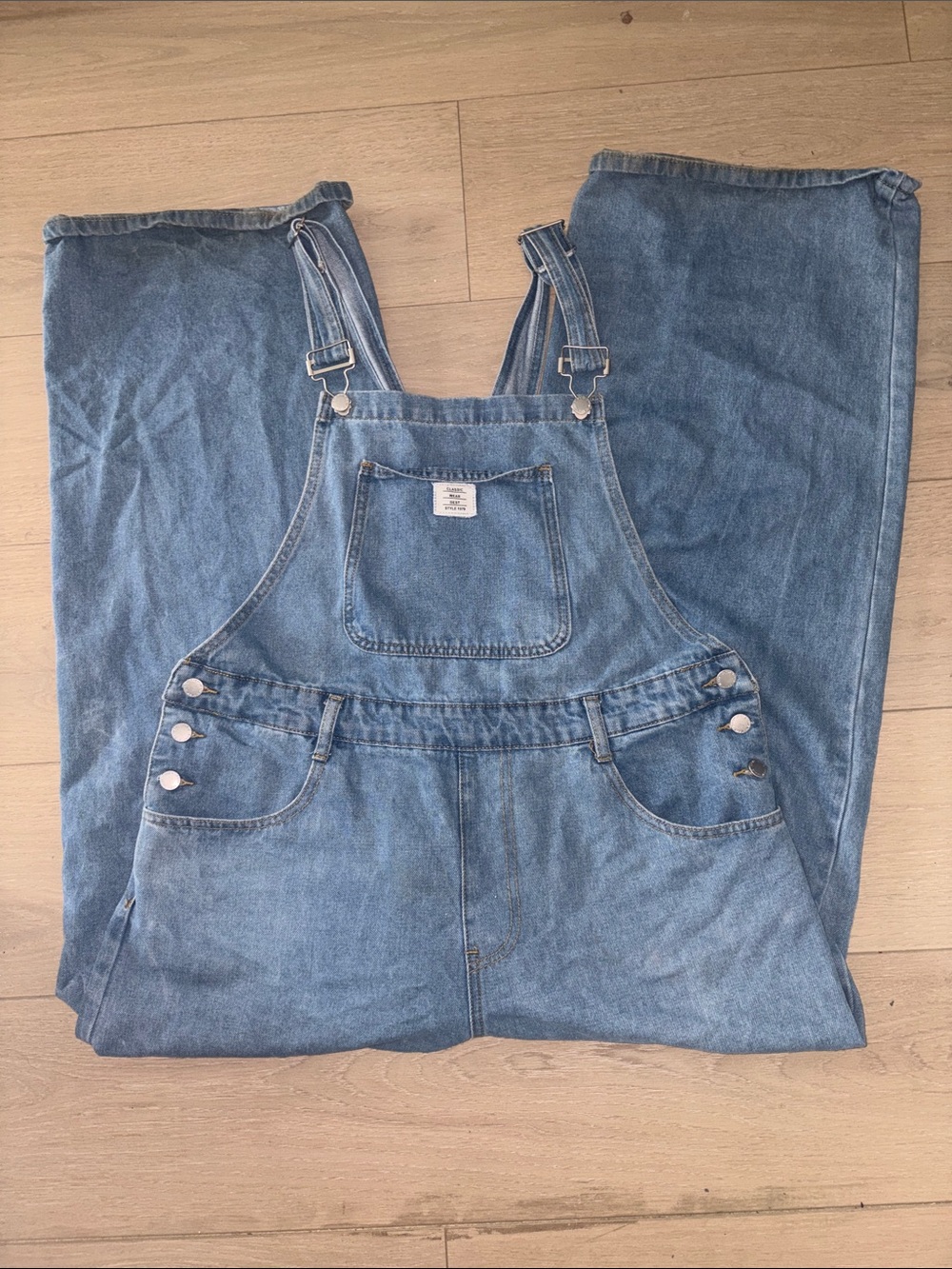 SHEIN Light Blue Denim Overalls Jumpsuit
